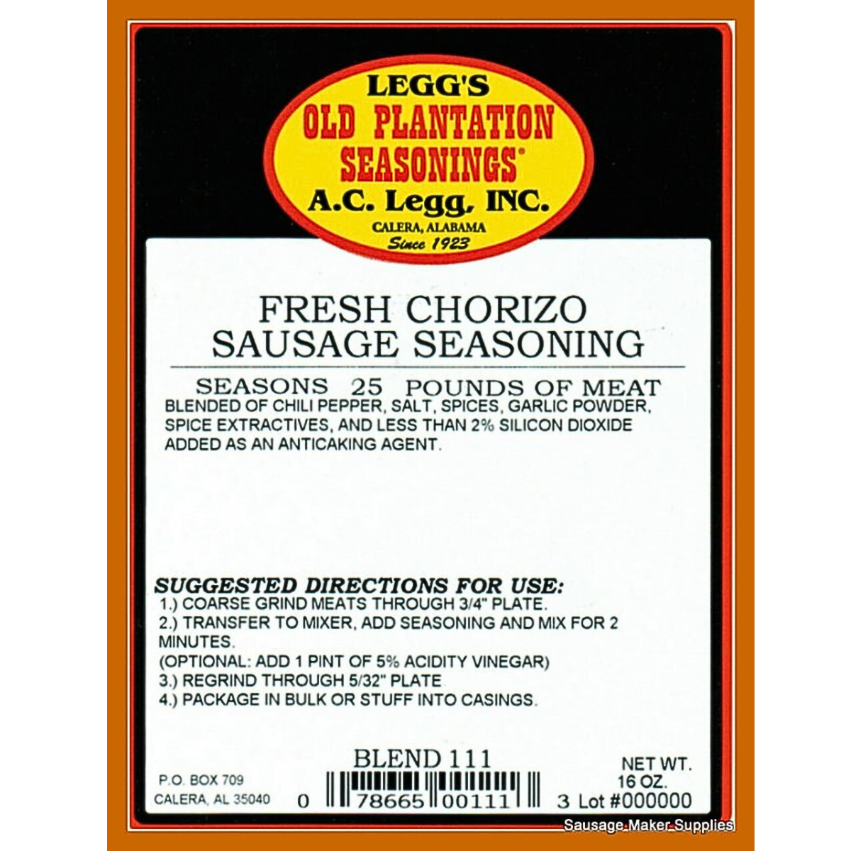 FRESH CHORIZO SAUSAGE SEASONING 16 OZ Mad Butcher Meat Co.